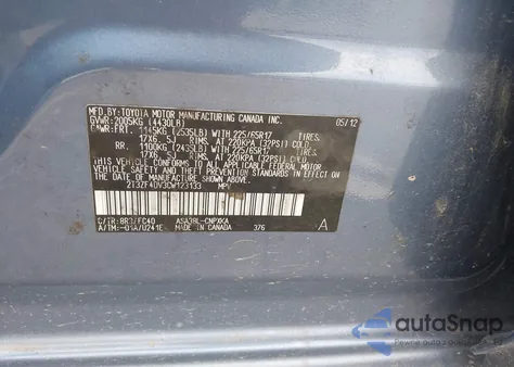 2012 Toyota Rav4 z USA, uszkodzony, nr VIN 2T3ZF4DV3CW123133